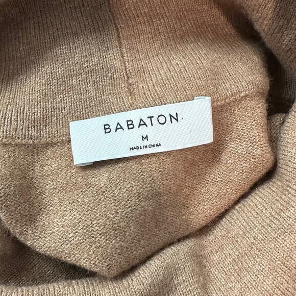 Aritzia Babaton Mulray Turtleneck Sweater Dress Wool Blend Tan - Picture 8 of 11